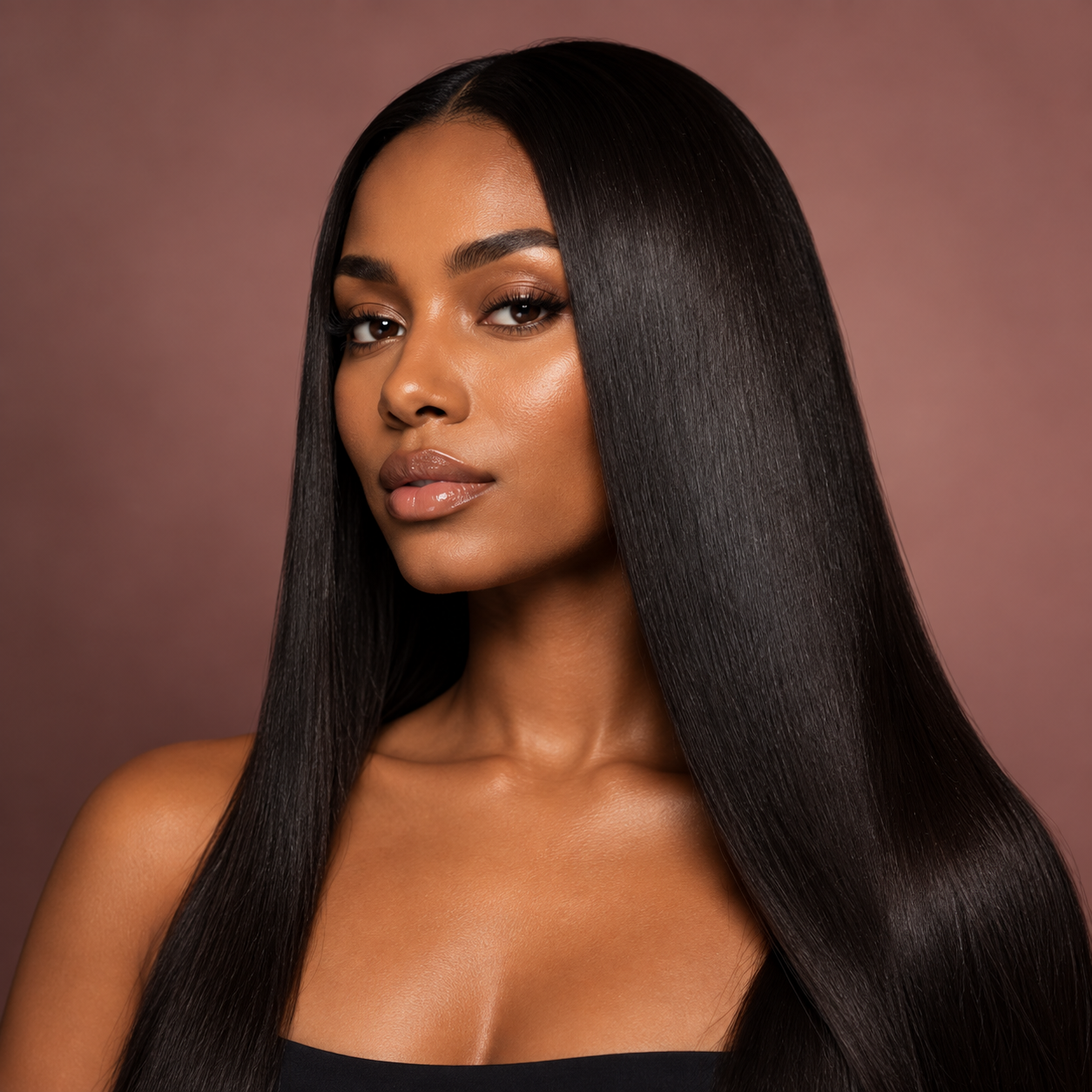 Bone Straight hair look