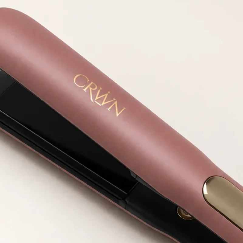 Gold CRWN logo on the rose Joule flat iron